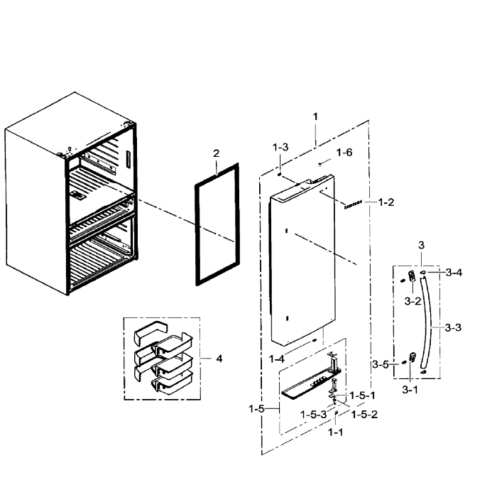 Fridge Door Rt Diagram and Parts List for RF24FSEDBSR AA-07 Samsung Refrigerator