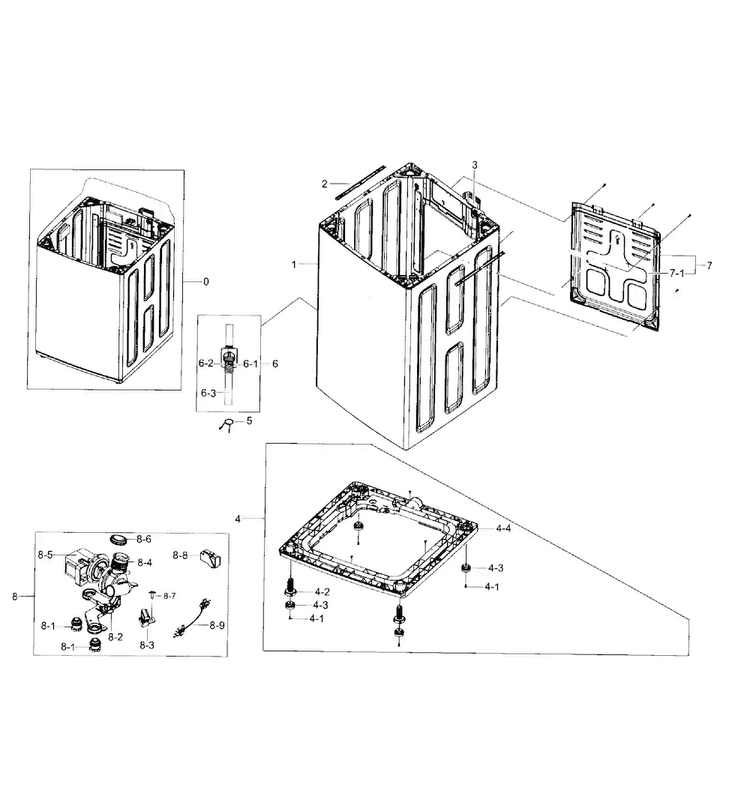 Frame Diagram and Parts List for WA50K8600AV A2-0000 Samsung Washer