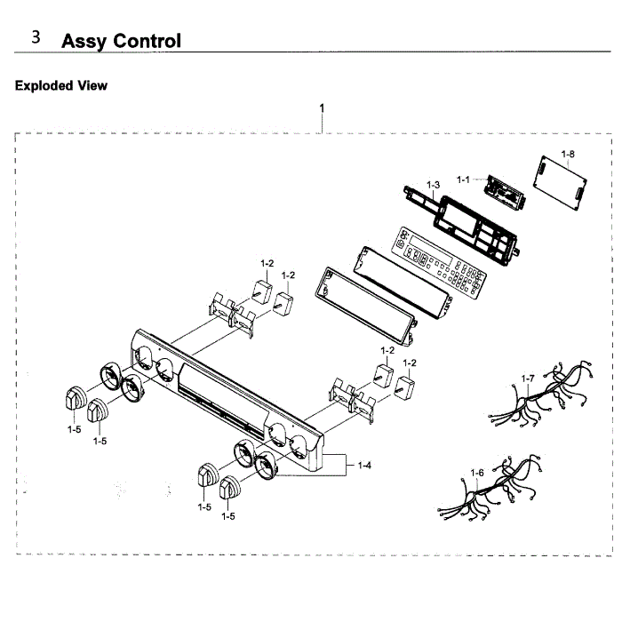 Control Diagram and Parts List for NE58K9560WS AA-00 Samsung Range