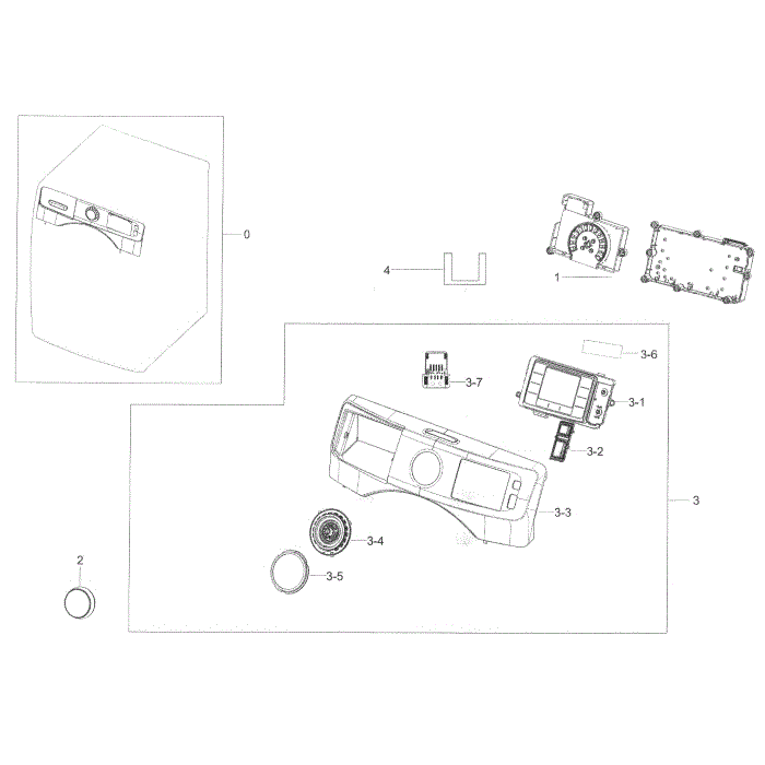 Control Panel Diagram and Parts List for WF45K6200AW A2-00 Samsung Washer