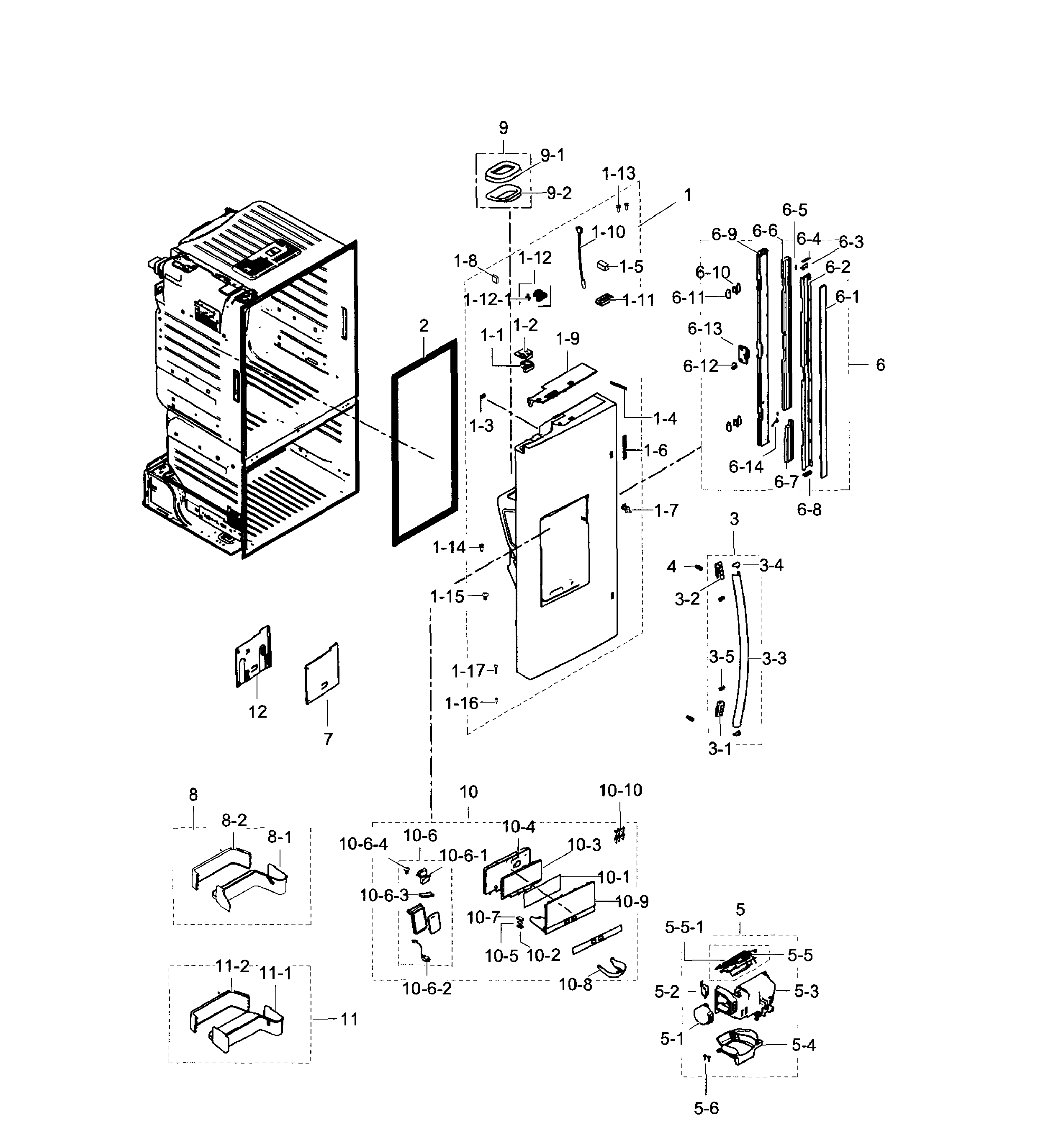 Fridge Door L Diagram and Parts List for RF28HDEDBSR AA-0007 Samsung Refrigerator