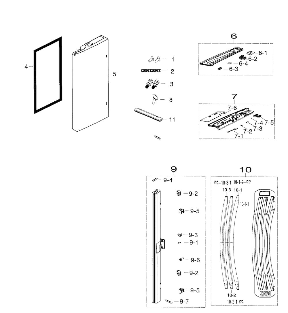 Fridge Left Door Diagram and Parts List for RF26HFENDSR AA-0000 Samsung Refrigerator