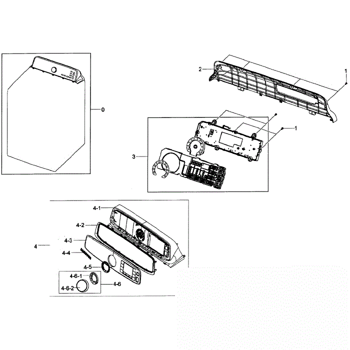 Control Panel Diagram and Parts List for DV50F9A6GVW A2-01 Samsung Dryer
