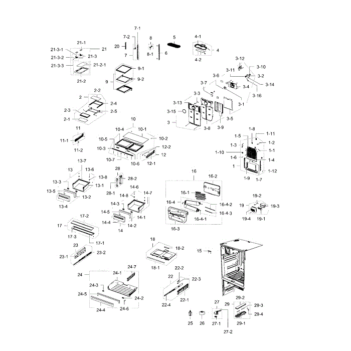 Refrigerator Diagram and Parts List for RFG238AAPN XAA-00 Samsung Refrigerator