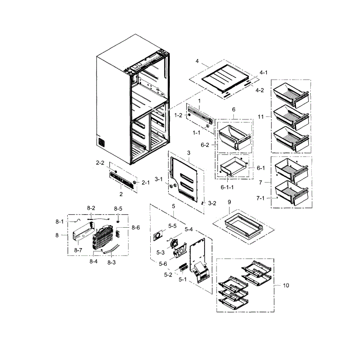 Freezer Diagram and Parts List for RF34H9950S4 (AA)(0000) Samsung Refrigerator