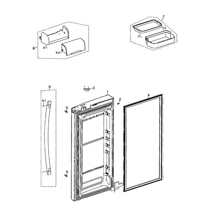 Right Door Diagram and Parts List for RF267AZWP XAA-00 Samsung Refrigerator