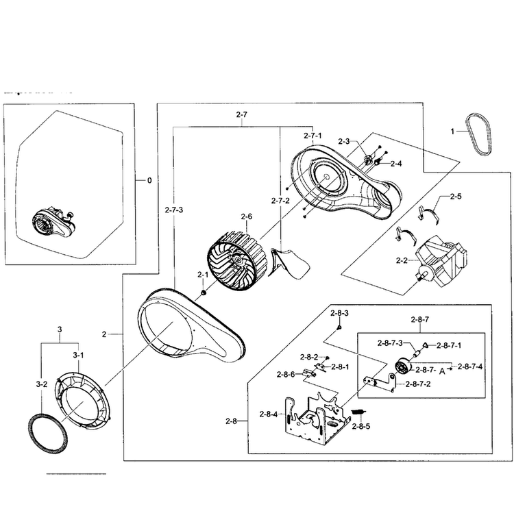 Motor Assy Diagram and Parts List for DV431AGW XAA-0002 Samsung Dryer
