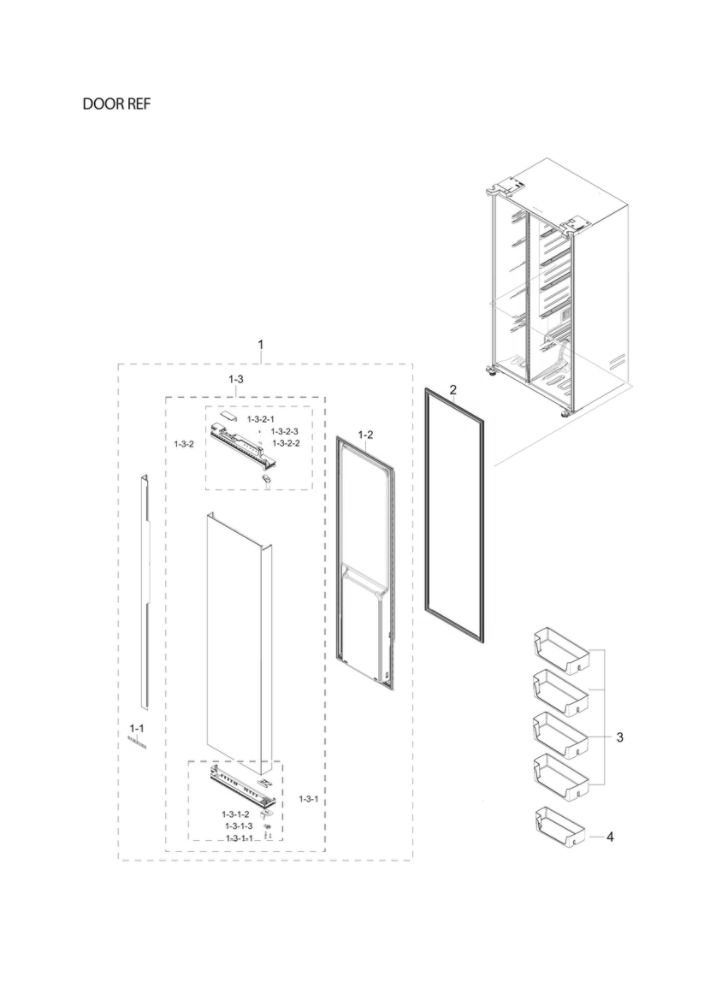 Refrigerator Door Parts Diagram and Parts List for RS22T5201SR AA-00 Samsung Refrigerator
