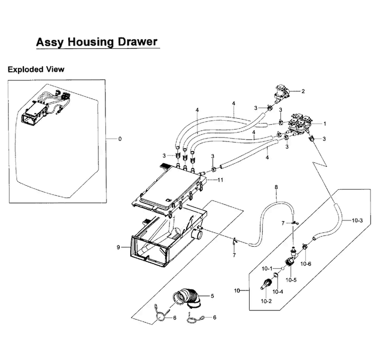 Drawer Housing Diagram and Parts List for WF457ARGSWR AA-0001 Samsung Washer