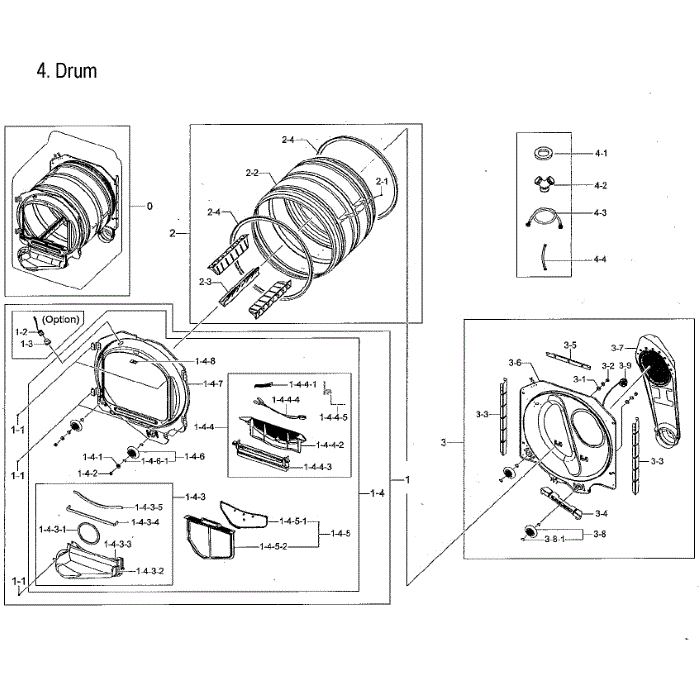 Drum Diagram and Parts List for DVG50M7450P A3-00 Samsung Dryer