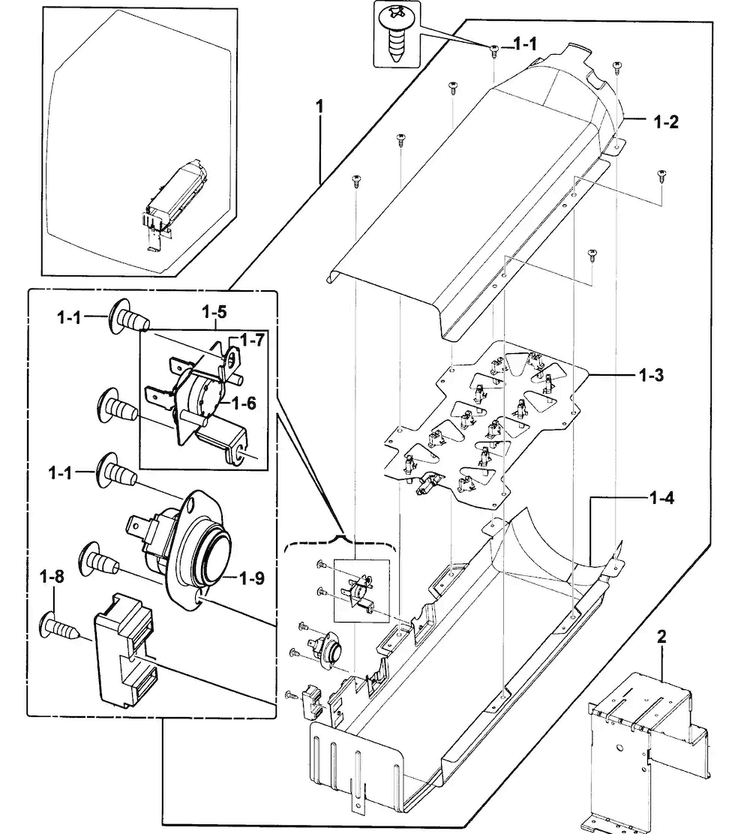 Heater Diagram and Parts List for DV218AEW XAA-0000 Samsung Dryer