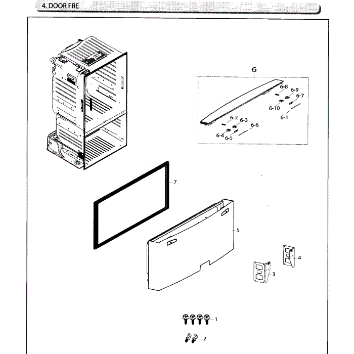Freezer Door Diagram and Parts List for RF26HFENDSR AA-03 Samsung Refrigerator