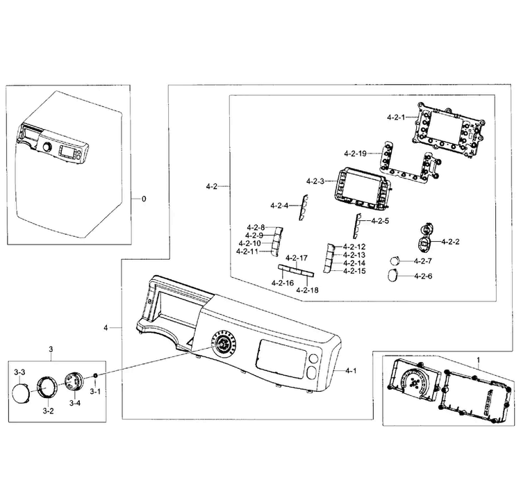 Control Panel Diagram and Parts List for WF511ABW XAA-0002 Samsung Washer