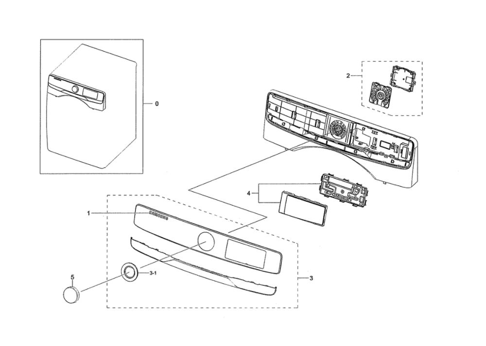 Control Panel Diagram and Parts List for DVE45R6100C A3-00 Samsung Dryer