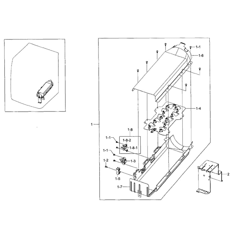 Heater Assy Diagram and Parts List for DV405ETPASU AA-0000 Samsung Dryer