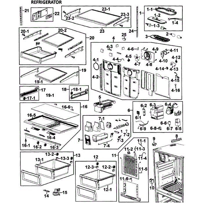 Refrigerator Diagram and Parts List for RF26VACWP XAA-00 Samsung Refrigerator
