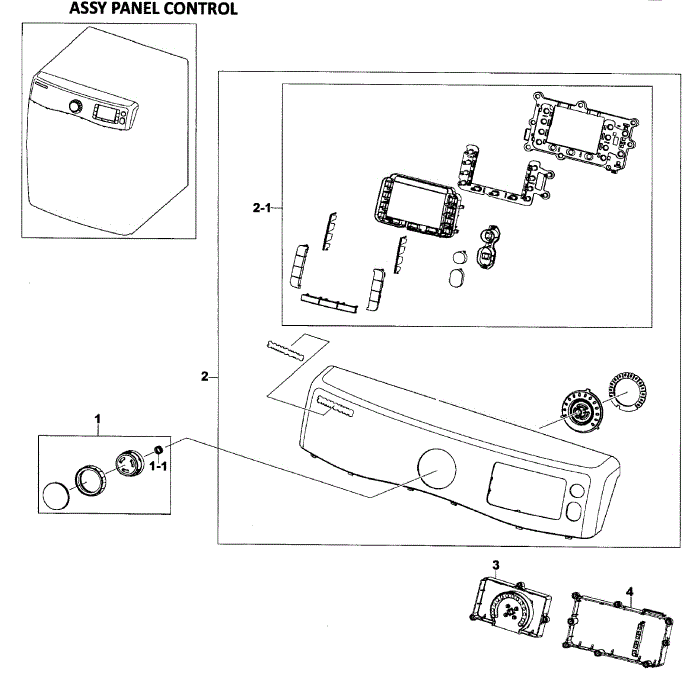 Control Panel Diagram and Parts List for DV520AEW XAA-01 Samsung Dryer