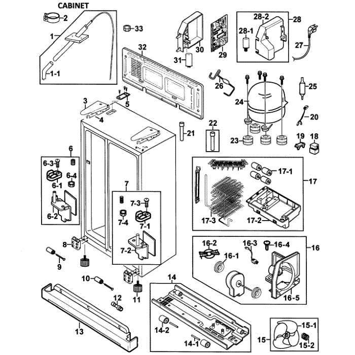 Cabinet Diagram and Parts List for RS267LAWP XAA-00 Samsung Refrigerator