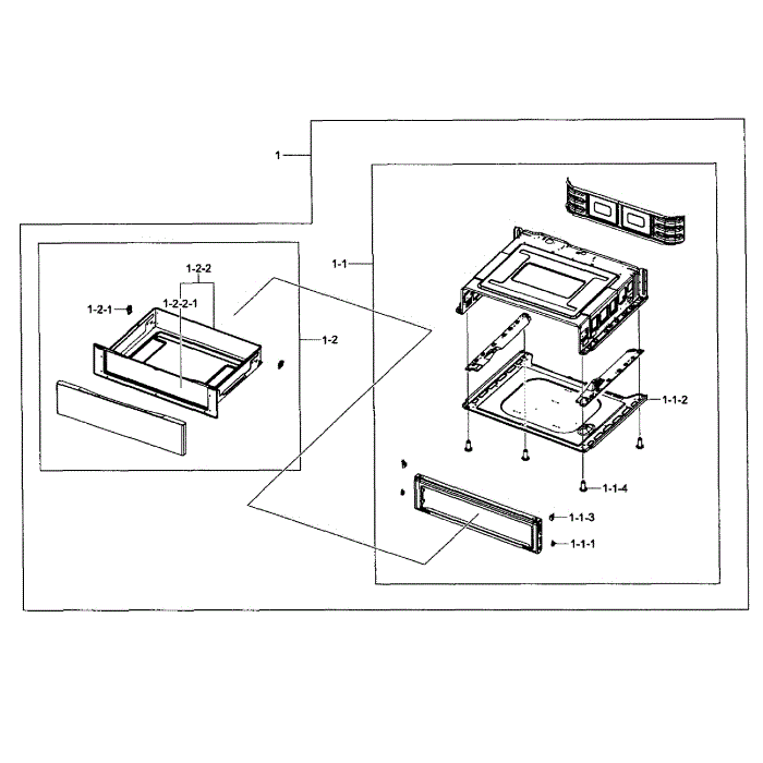 Drawer Assembly Diagram and Parts List for NE595N0PBSR AA-01 Samsung Range