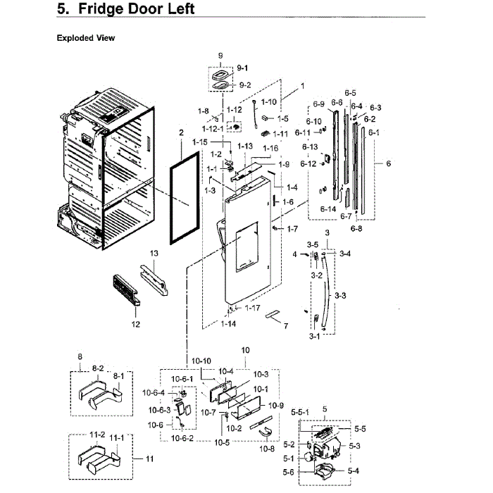 Fridge Door Lt Diagram and Parts List for RF23HCEDBWW AA-08 Samsung Refrigerator