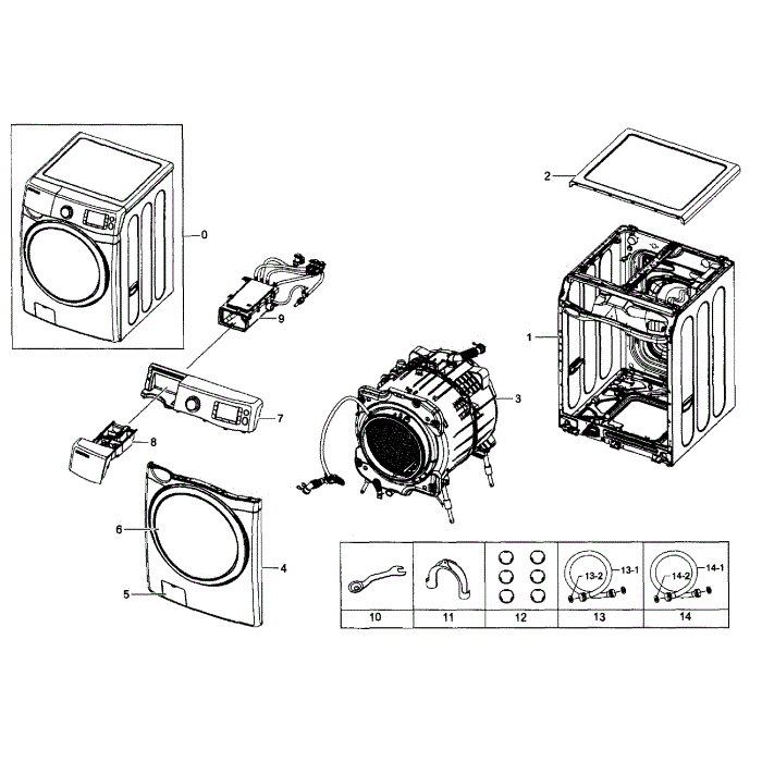Main Assembly Diagram and Parts List for WF455ARGSGR AA-00 Samsung Washer