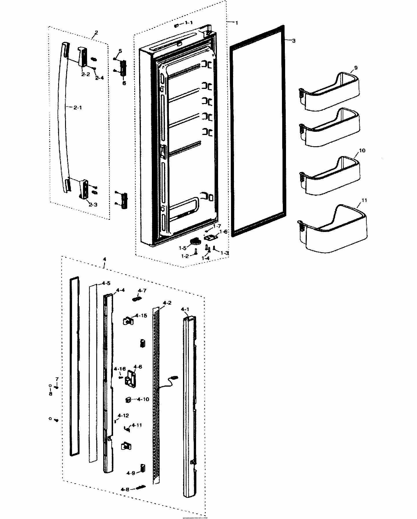 Frig Door Left Diagram and Parts List for RF217ABWP XAA-0000 Samsung Refrigerator