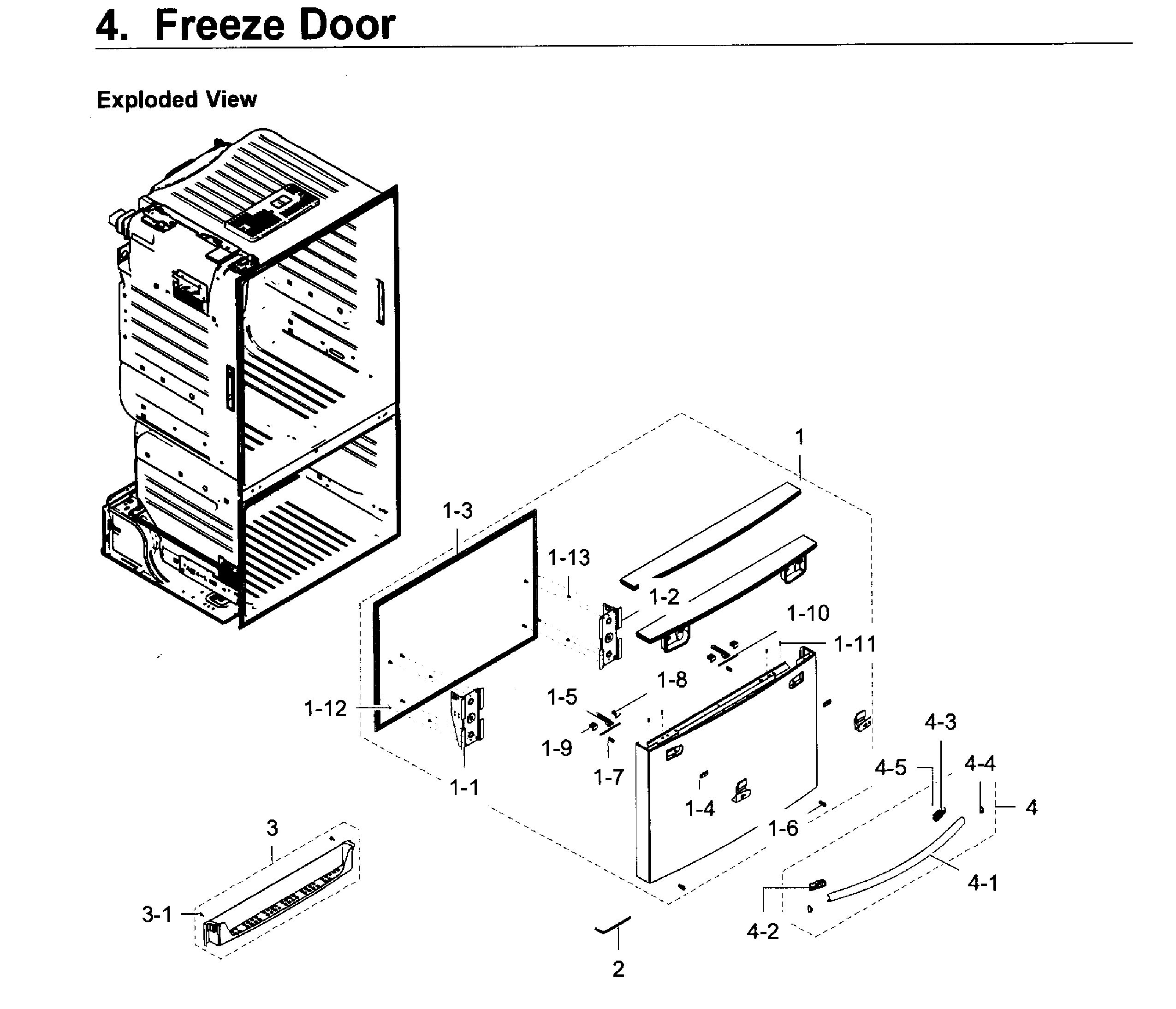 Freezer Door Diagram and Parts List for RF23HCEDBSR AA-0008 Samsung Refrigerator