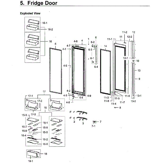 Right Door Diagram and Parts List for RH22H9010SR AA-01 Samsung Refrigerator