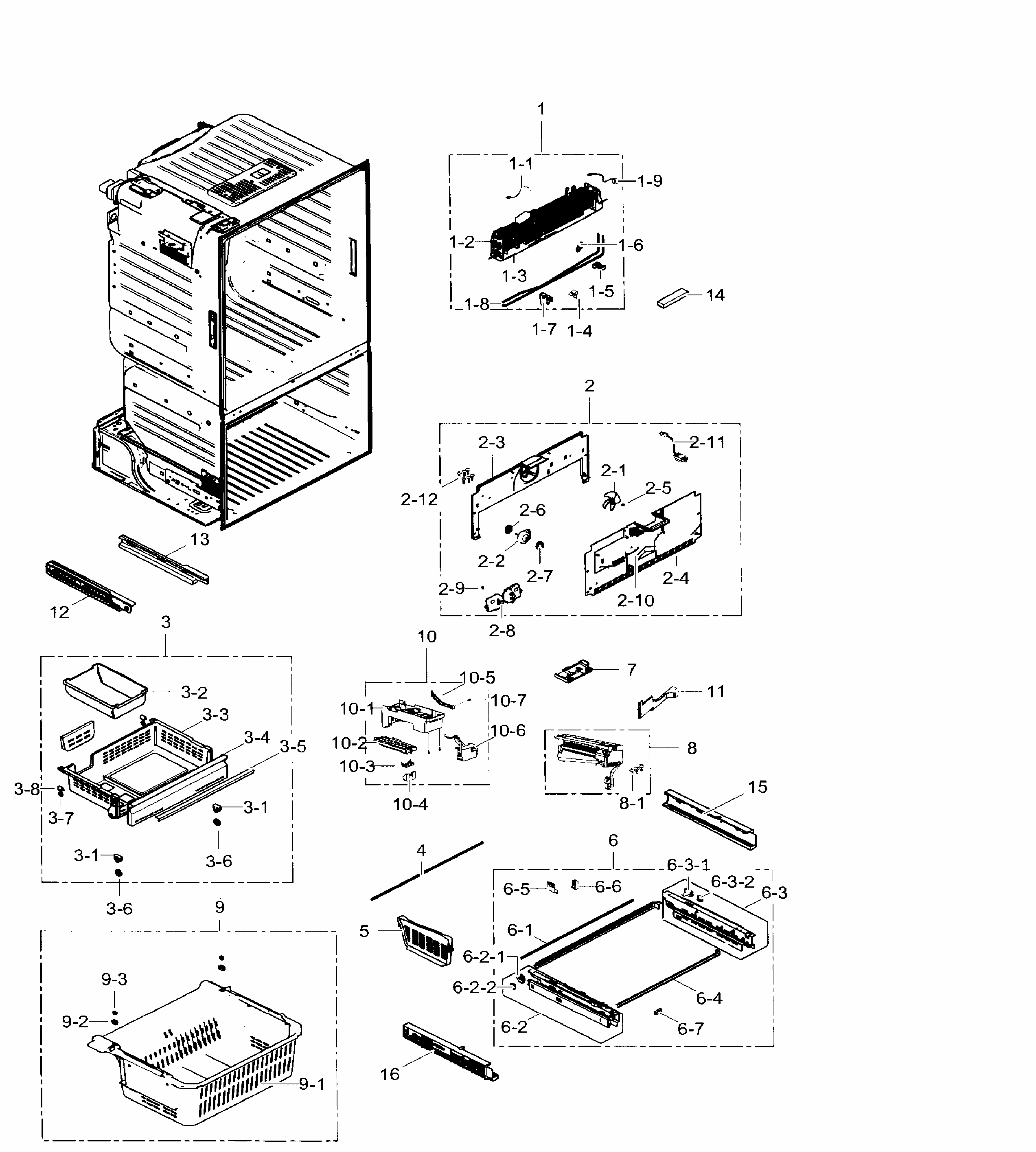 Freezer Diagram and Parts List for RF30HDEDTSR AA-0005 Samsung Refrigerator