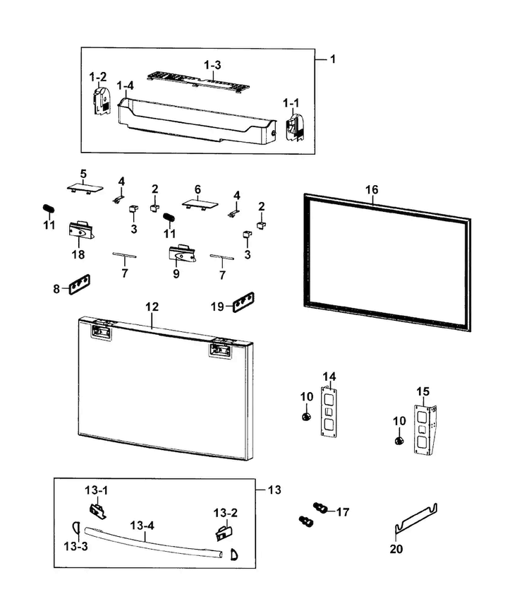Freezer Door Diagram and Parts List for RF4289HARS XAA-0000 Samsung Refrigerator