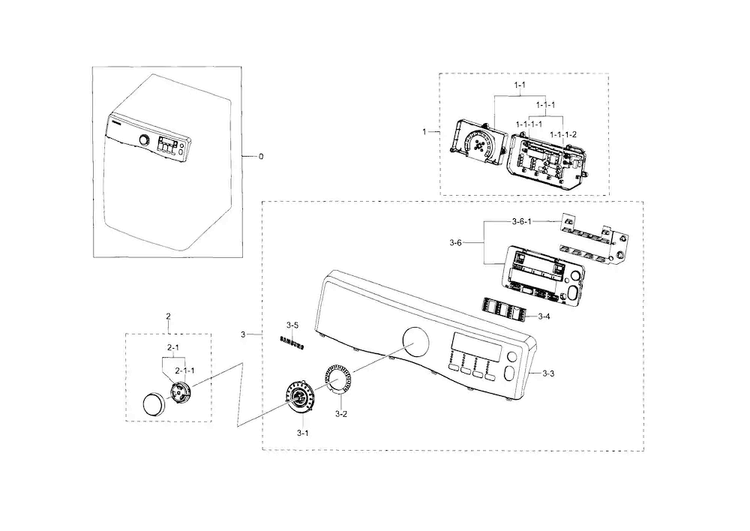 Control Panel Diagram and Parts List for DV395ETPARA A1-0000 Samsung Dryer