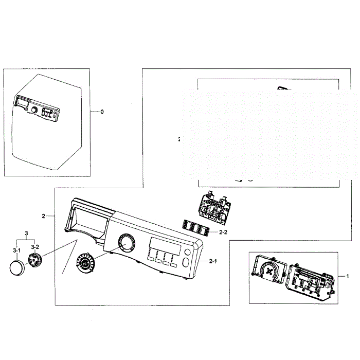 Control Panel Diagram and Parts List for WF405ATPASU AA-01 Samsung Washer