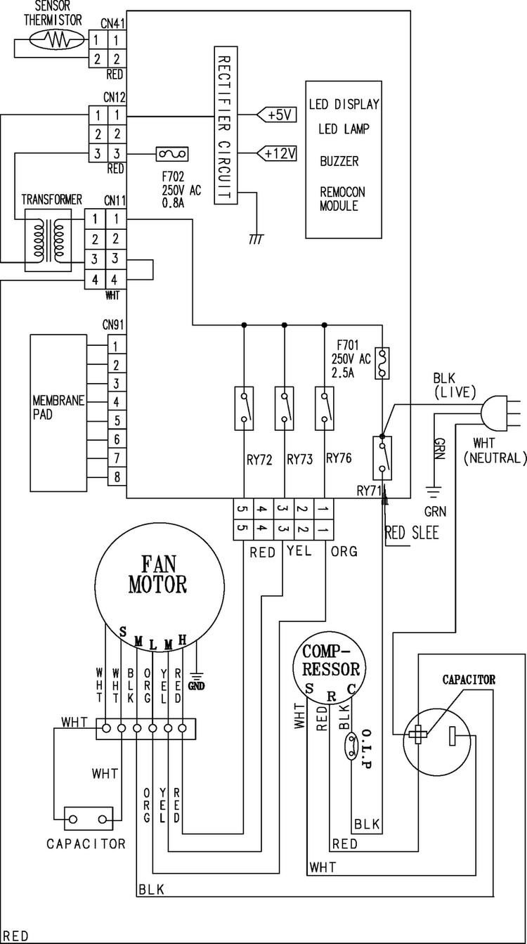 Wiring Information Diagram and Parts List for AW109AB XAA Samsung Air Conditioner