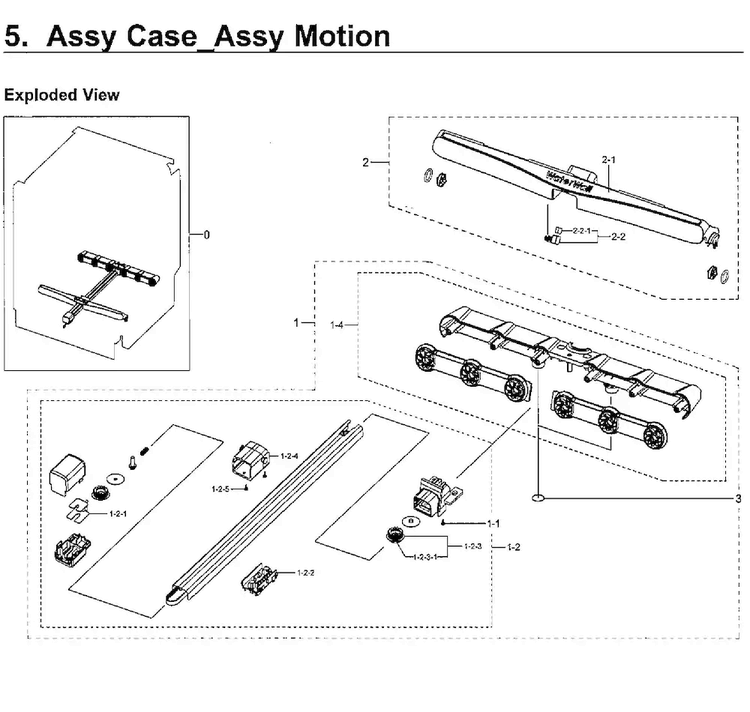 Motion Case Diagram and Parts List for DW80H9930US AA-0001 Samsung Dishwasher