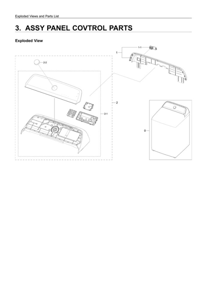 Control Panel Assembly Diagram and Parts List for WA50R5400AV US-01 Samsung Washer