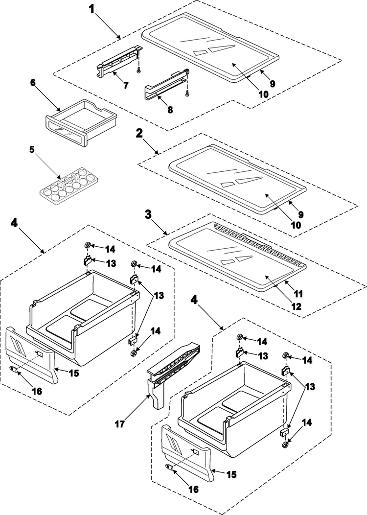 Refrigerator Shelves Diagram and Parts List for RB2044SL XAA Samsung Refrigerator