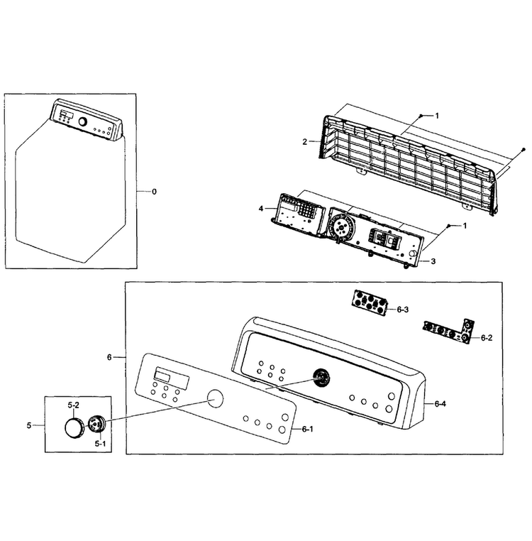 Control Panel Diagram and Parts List for DV484GTHASU A1-0001 Samsung Dryer