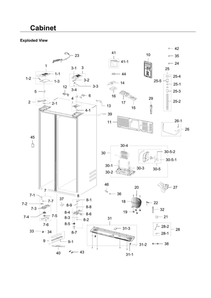 Cabinet Diagram and Parts List for RH30H9500SR AA-03 Samsung Refrigerator