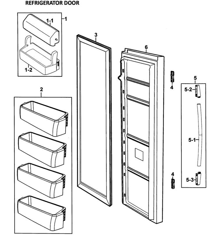 Right Door Diagram and Parts List for RS265LBWP XAA-0000 Samsung Refrigerator