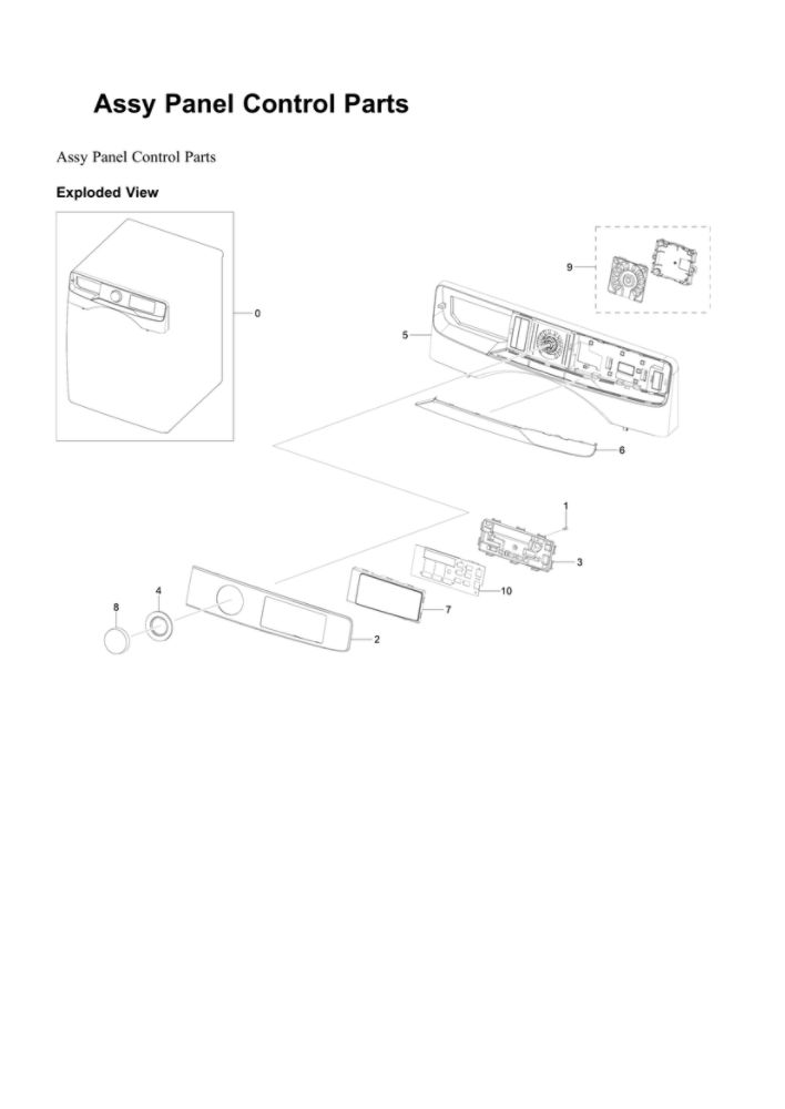 Control Panel Assembly Diagram and Parts List for WF45B6300AW US-00 Samsung Washer