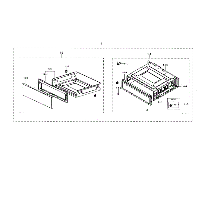Drawer Diagram and Parts List for NE59N6630SS AA-00 Samsung Range