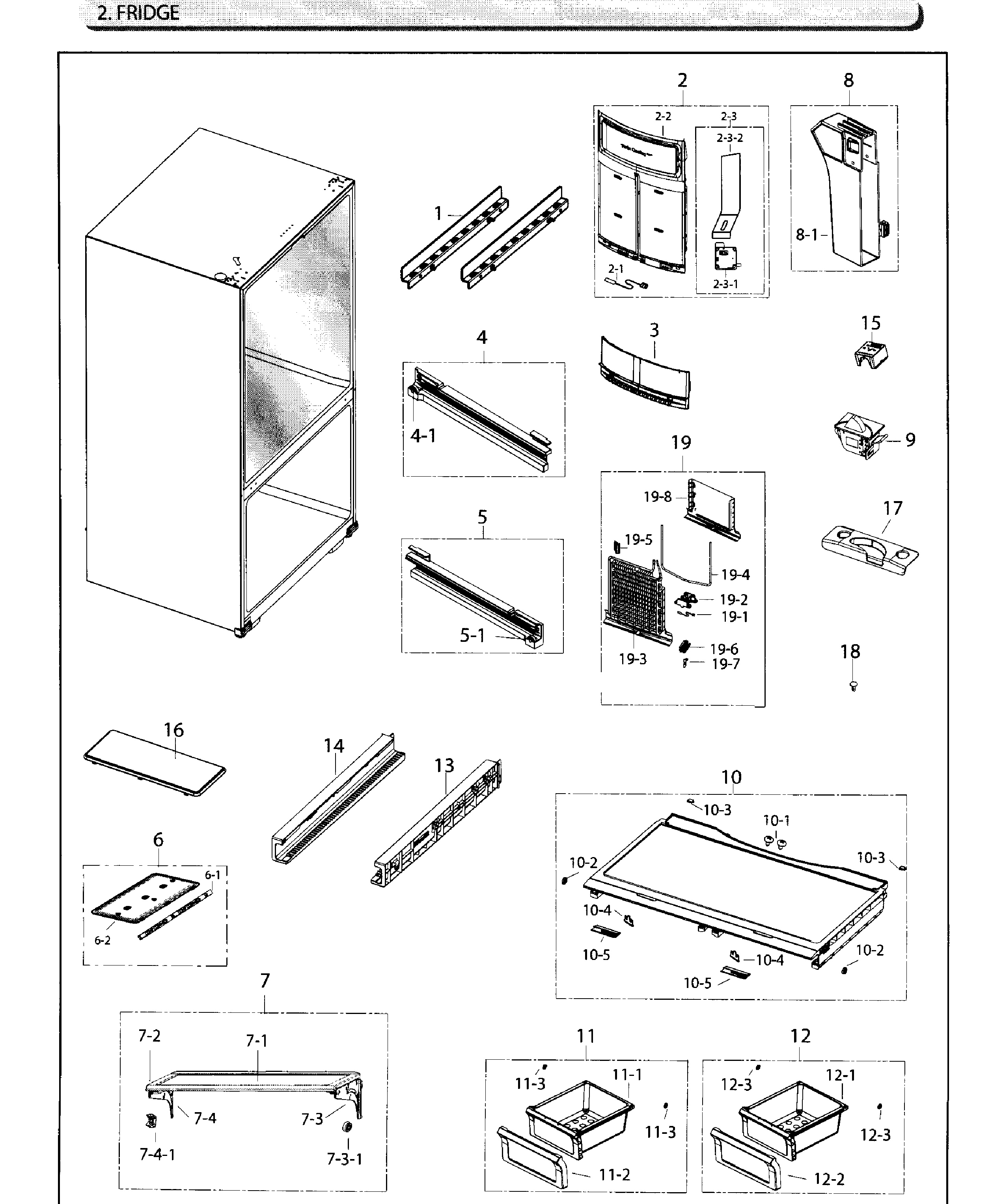 Fridge Diagram and Parts List for RF26HFENDWW AA-0001 Samsung Refrigerator