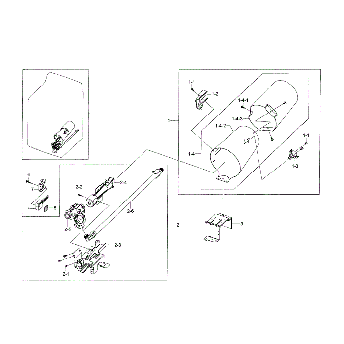 Duct Heater-Gas Diagram and Parts List for DV45H7000GW A2-00 Samsung Dryer