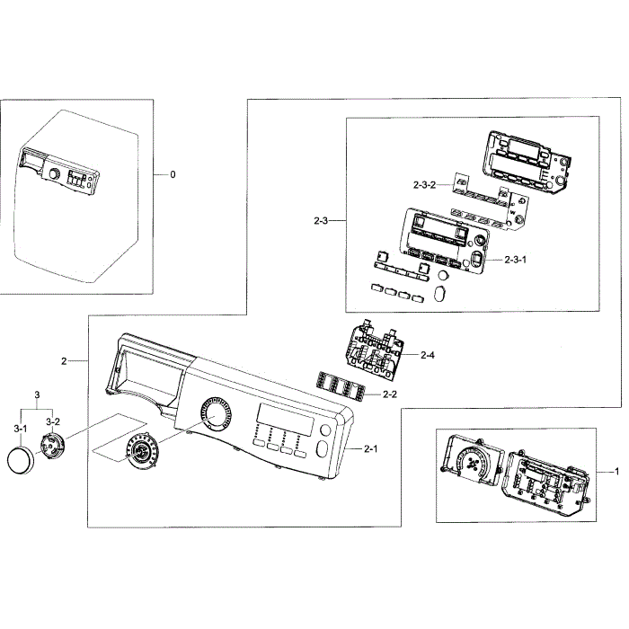 Control Panel Diagram and Parts List for WF405ATPAWR A2-00 Samsung Washer