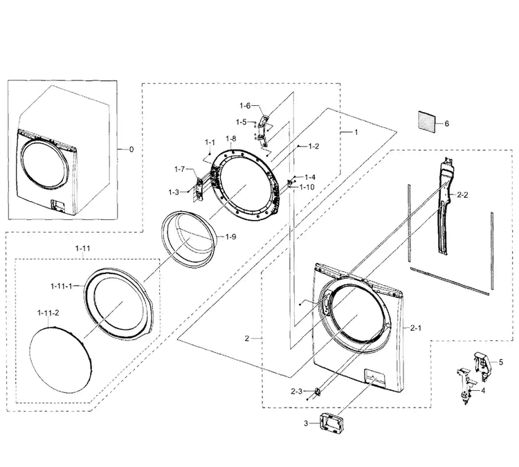 Frame Diagram and Parts List for WF350ANW XAA-0007 Samsung Washer