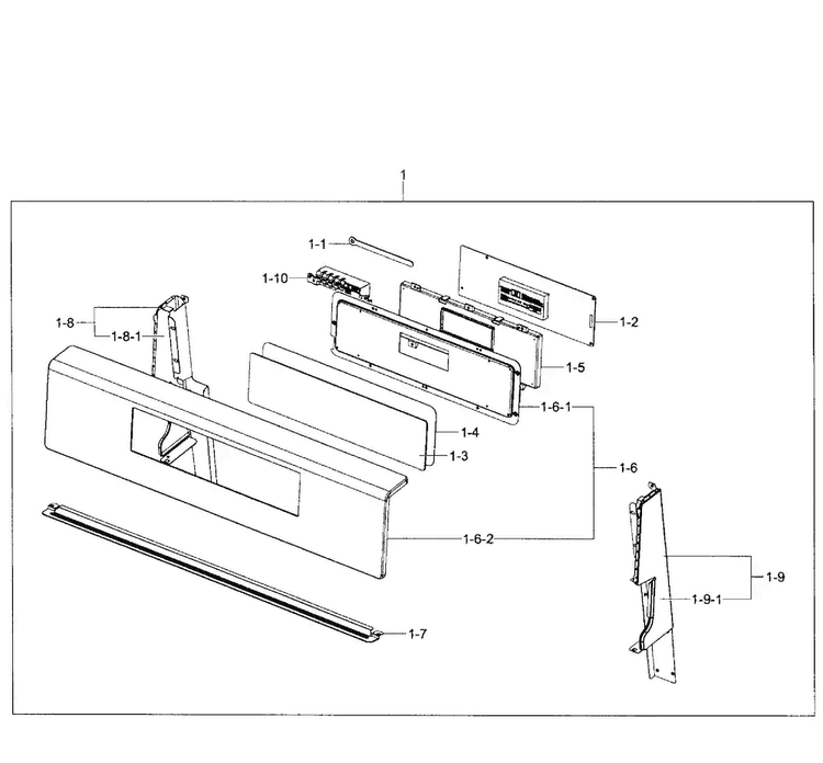 Control Box Diagram and Parts List for NX583G0VBSR AA-0001 Samsung Range