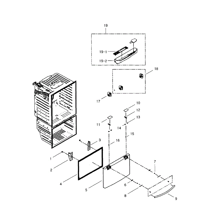 Freezer Door Diagram and Parts List for RFG296HDRS XAA-01 Samsung Refrigerator