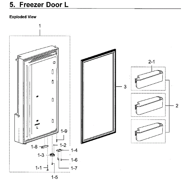 Freezer Door R Diagram and Parts List for RF28K9580SG AA-02 Samsung Refrigerator