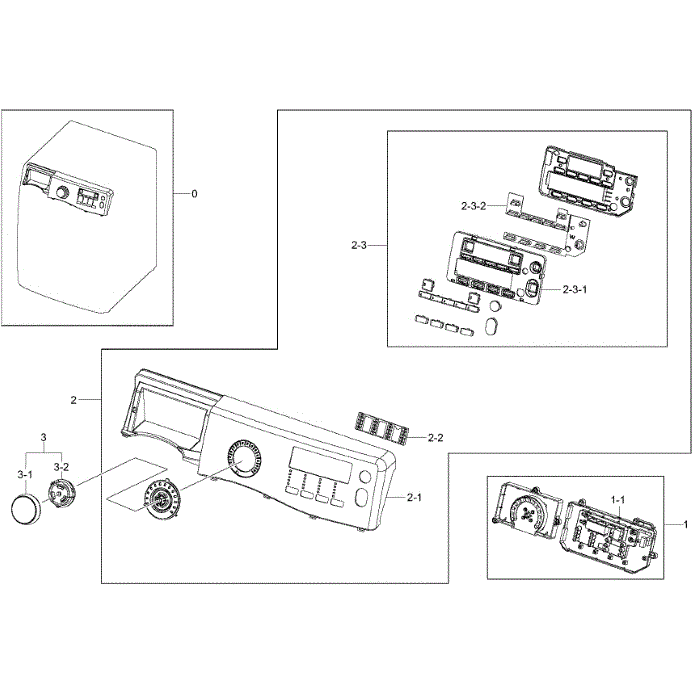 Control Panel Diagram and Parts List for WF395BTPASU A2-00 Samsung Washer