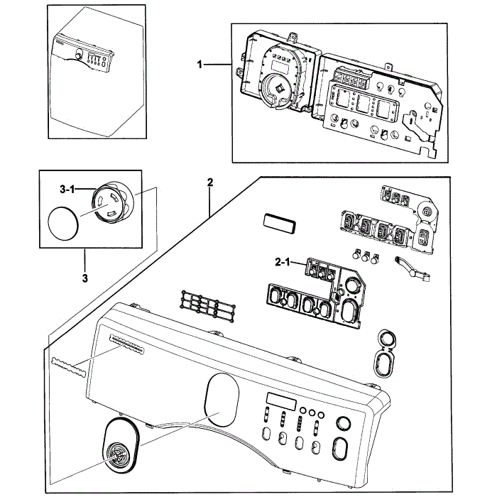 Control Panel Diagram and Parts List for DV218AGB XAA-00 Samsung Dryer